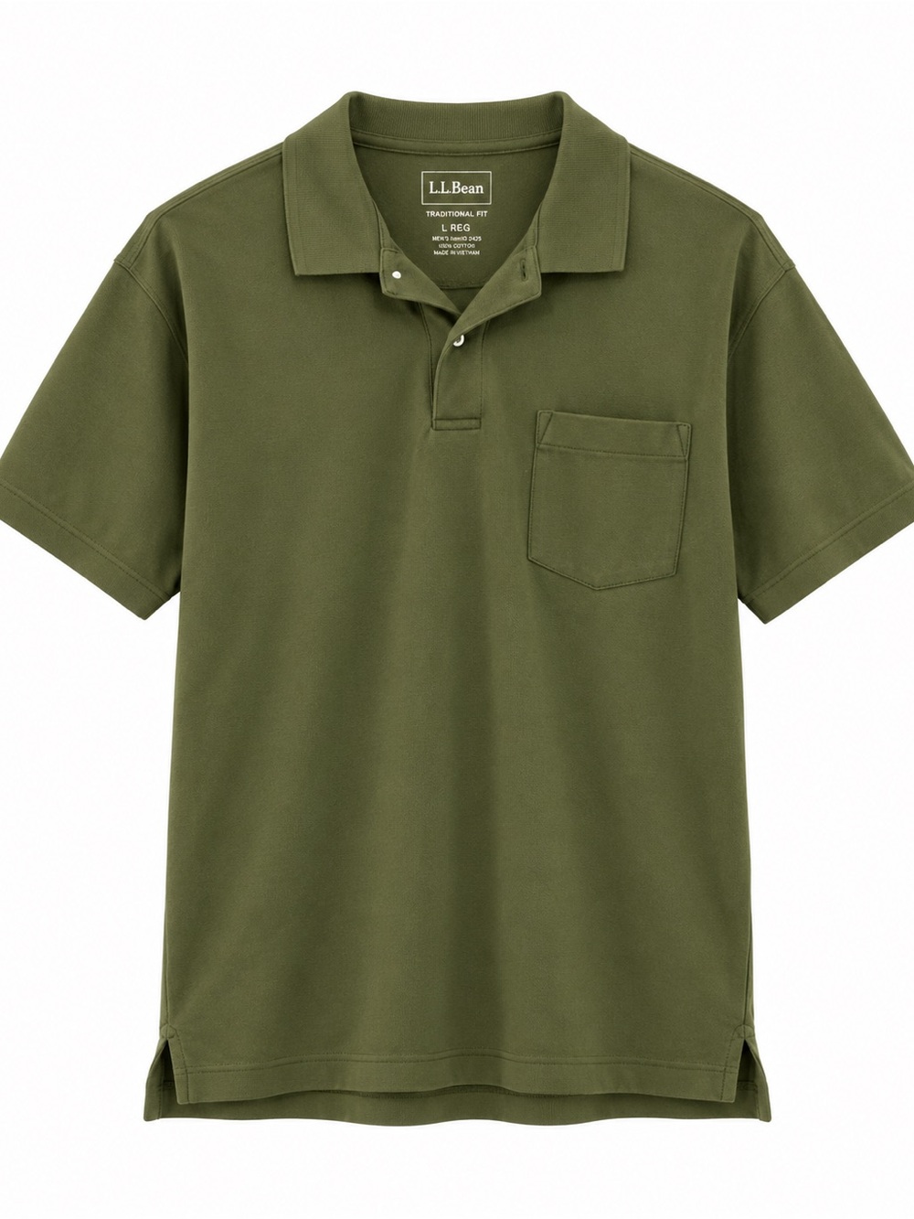 L.L.Bean Men’s Olive Green Traditional Fit Cotton Polo Shirt Size Large